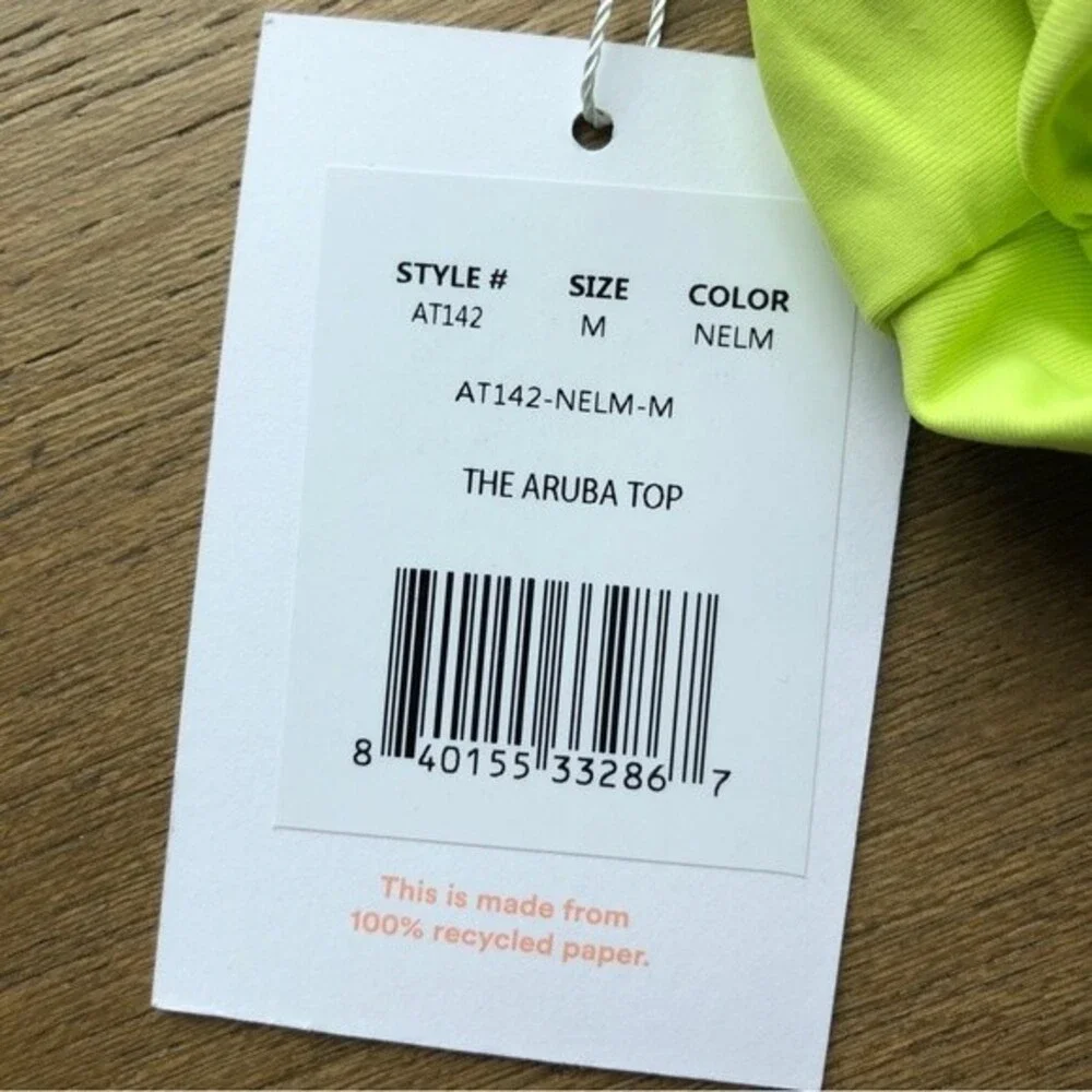Andie Swim Top Womens Medium Lime Green The Aruba Bandeau Convertible NWT